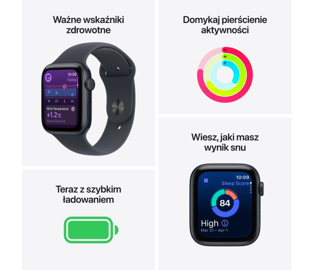 APPLE Apple Watch SE 3 GPS + Cellular 40mm Aluminiowa koperta (księżycowa poświata) + opaska sportowa (księżycowa poświata) - rozmiar S/M - 1362387 - zdjęcie 3